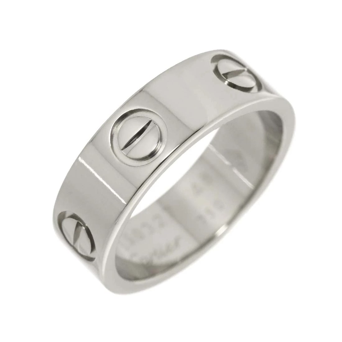 CARTIER LOVE CLASSIC RING 18K WHITE GOLD 750: Cartier Love Classic Ring 18K White Gold 750 Brand: Cartier Type: Ring Material: 750 White Gold, Color: White Gold Size: 4 (US) Accessories: None Accessories Notice: When purchasing pre-owned