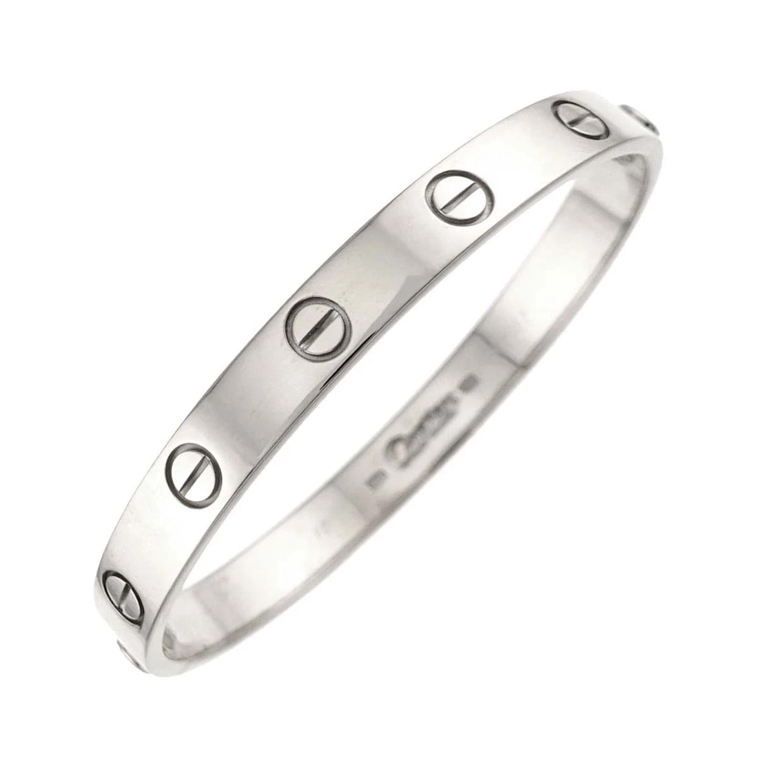 CARTIER LOVE BRACELET 18K WHITE GOLD: Cartier Love Bracelet 18K White Gold Brand: Cartier Type: Bracelet Material: 750 White Gold, Color: White Gold Size: Marked:16 Inner circumference:5.9inch Width:(max.) 6.2mm Accessories: None