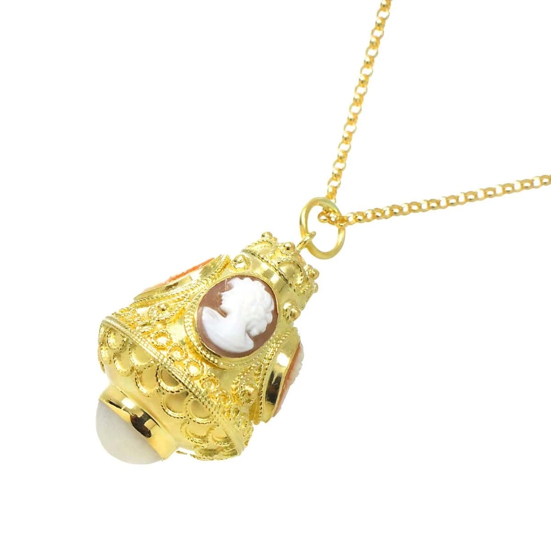 SHELL CAMEO NECKLACE 18K K18 YG 750: Shell Cameo Necklace 18K K18 YG 750 Brand: Unbranded Type: Necklace Material: 750 Yellow gold, Main Stone/Creation Natural Color: Yellow Gold Size: internal circumference of the chain:19.7inch-17.