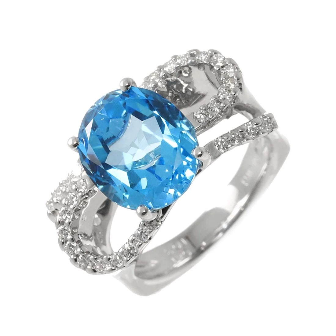 BLUE TOPAZ DIAMOND RING 18K WG (1 of 5)