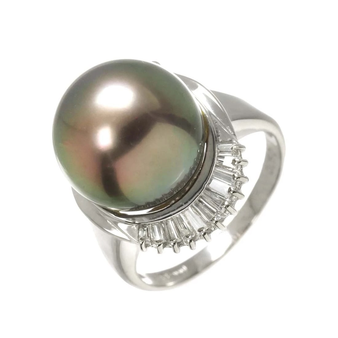 BLACK SOUTH SEA PEARL DIAMOND RING: Black South Sea pearl Diamond Ring Brand: Unbranded Type: Ring Material: Pt, Main Stone/Creation Pearl Color: Platinum Size: 5.5-5.75 (US) Accessories: None Accessories Notice: When purcha