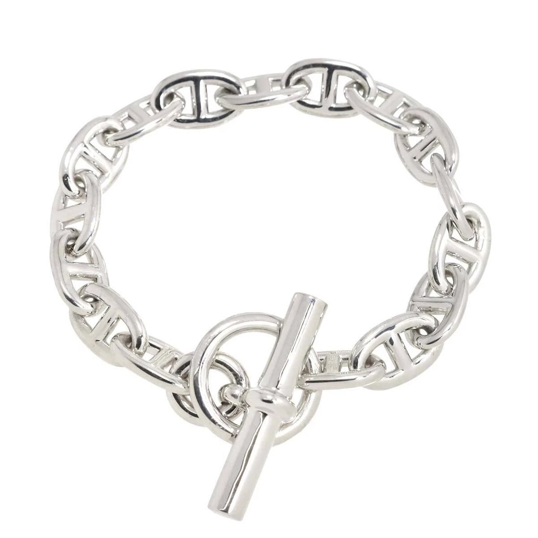 HERMES CHAINE DANCRE MM BRACELET SILVER 925: HERMES Chaine dancre MM Bracelet Silver 925 Brand: HERMES Type: Bracelet Material: Silver 925, Color: Silver Size: Full length:apporox.8.3inch Length:apporox. 6.7inch Width:(max.) 9.8 mm 