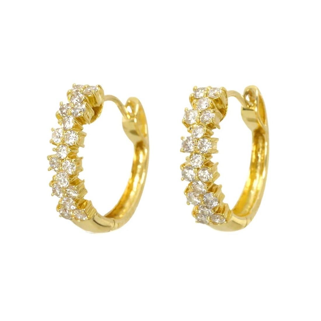 DIAMOND EARRINGS PIERCED 18K YG YELLOW GOLD: Diamond Earrings Pierced 18K YG Yellow Gold Brand: Unbranded Type: Earrings Material: 750 Yellow gold, Main Stone/Creation Natural Color: Yellow Gold Size: W 4.1 X H 16.1mm Accessories: None <