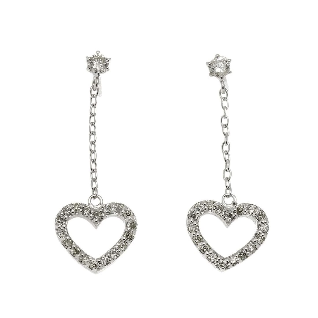 DIAMOND EARRINGS PIERCED 18K K18 WG: Diamond Earrings Pierced 18K K18 WG Brand: Unbranded Type: Earrings Material: 750 White Gold, Main Stone/Creation Natural Color: White Gold Size: W 8.8 X H 24.8mm Accessories: None Accesso