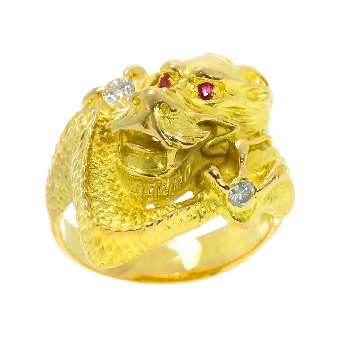DIAMOND RUBY RING 18K YG YELLOW GOLD - 2