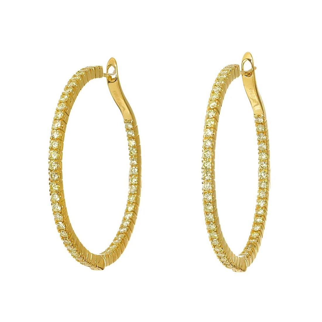 DIAMOND EARRINGS PIERCED 18K YG YELLOW GOLD: Diamond Earrings Pierced 18K YG Yellow Gold Brand: Unbranded Type: Earrings Material: 750 Yellow gold, Main Stone/Creation Natural Color: Yellow Gold Size: W 2 X H 38.3mm Accessories: None