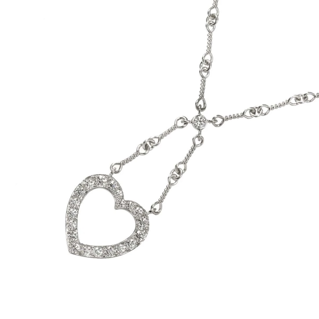 TIFFANY CO. SENTIMENTAL HEART DIAMOND NECKLACE: TIFFANY Co. Sentimental Heart Diamond Necklace Brand: TIFFANY Co. Type: Necklace Material: Pt, Main Stone/Creation Natural Color: Platinum Size: internal circumference of the chain:15.7inch