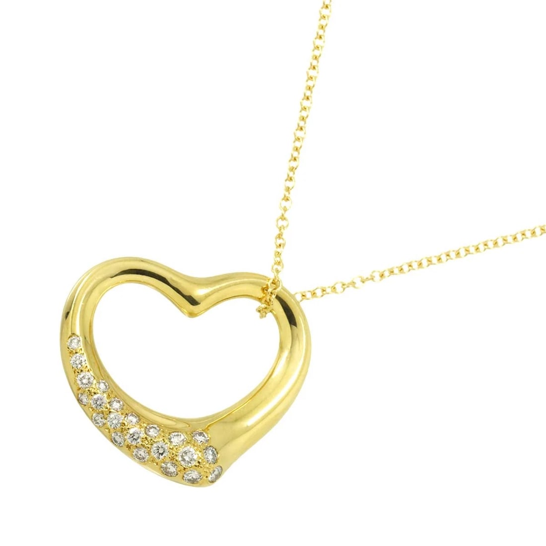 TIFFANY CO. OPEN HEART DIAMOND NECKLACE: TIFFANY Co. Open Heart Diamond Necklace Brand: TIFFANY Co. Type: Necklace Material: 750 Yellow gold, Main Stone/Creation Natural Color: Yellow Gold Size: internal circumference of the