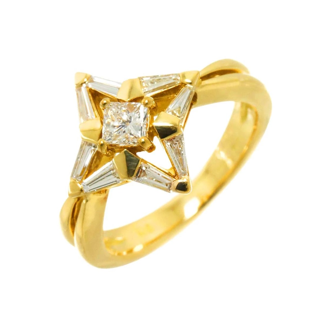 DIAMOND RING 18K K18 YG YELLOW GOLD: Diamond Ring 18K K18 YG Yellow Gold Brand: Unbranded Type: Ring Material: 750 Yellow gold, Main Stone/Creation Natural Color: Gold Size: 4-4.5 (US) Accessories: None Accessories Notice: When