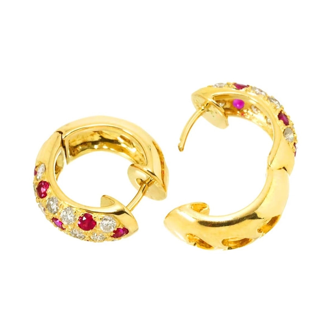 RUBY DIAMOND EARRINGS PIERCED K18 YG - 3