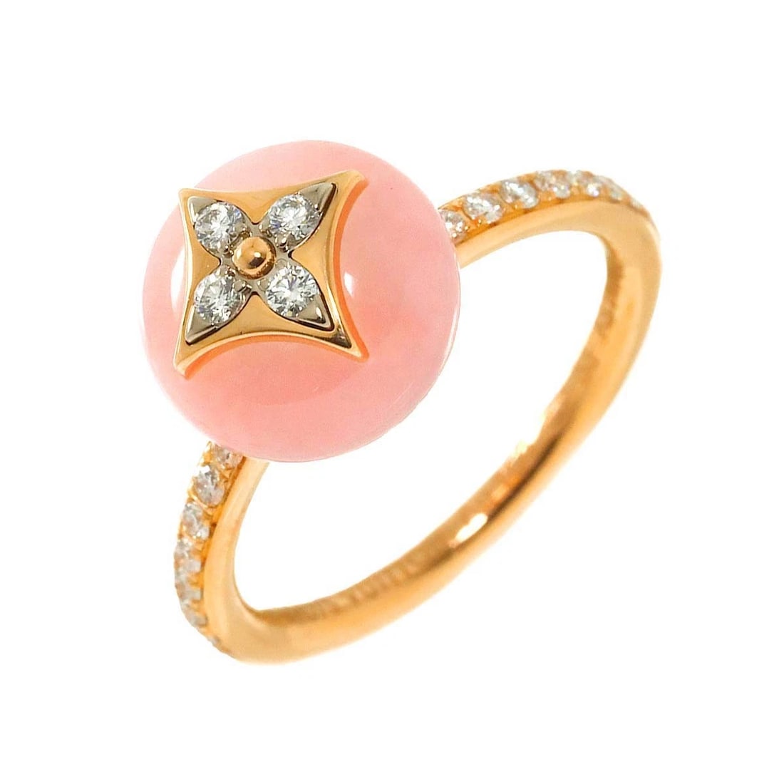 LOUIS VUITTON BLOSSOM OPAL DIAMOND RING: LOUIS VUITTON Blossom Opal Diamond Ring Brand: LOUIS VUITTON Type: Ring Material: 750 Pink Gold, Main Stone/Creation Opal Color: Pink Gold Size: 6.25-6.5 (US) Accessories: None Accessories