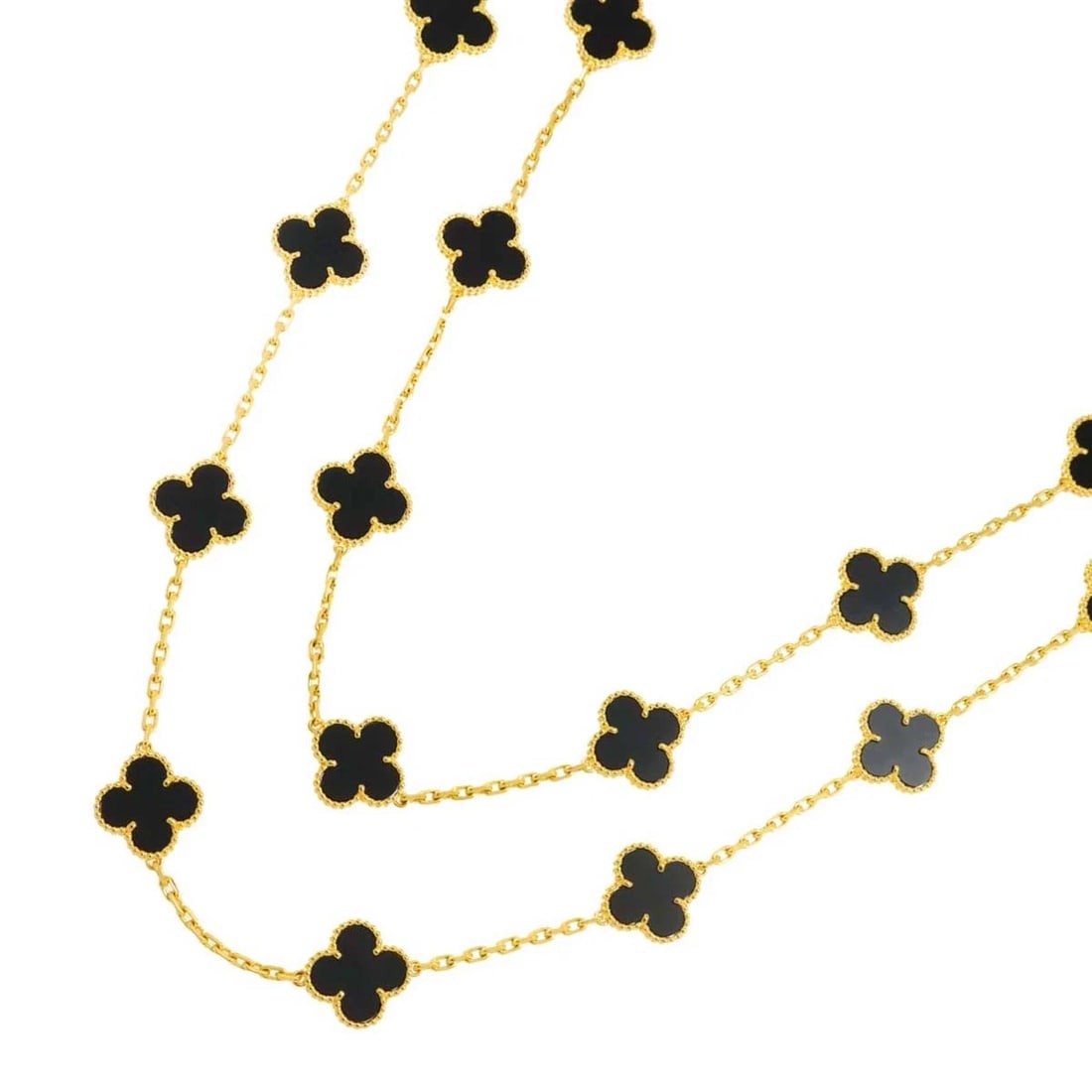 VAN CLEEF ARPELS VINTAGE ALHAMBRA ONYX 20P NECKLACE: Van Cleef Arpels Vintage Alhambra Onyx 20P Necklace Brand: Van Cleef Arpels Type: Necklace Material: 750 Yellow gold, Color: Yellow Gold Size: internal circumference of the chain:31.9inch