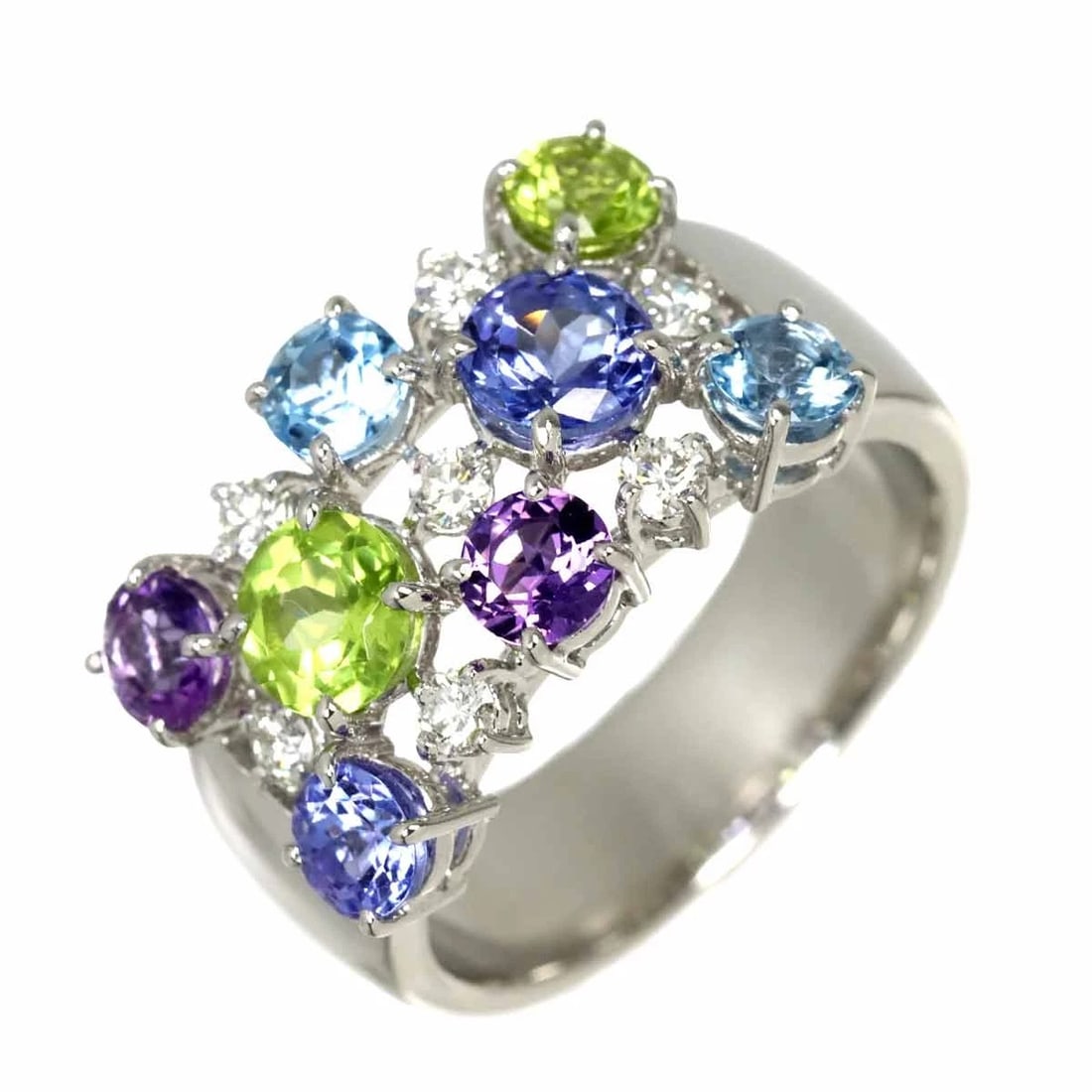 TASAKI MULTI STONE DIAMOND RING 18K: TASAKI Multi Stone Diamond Ring 18K Brand: TASAKI Type: Ring Material: 750 White Gold, Main Stone/Creation Natural Color: White Gold Size: 6.75 (US) Accessories: None Accessories Notice: When