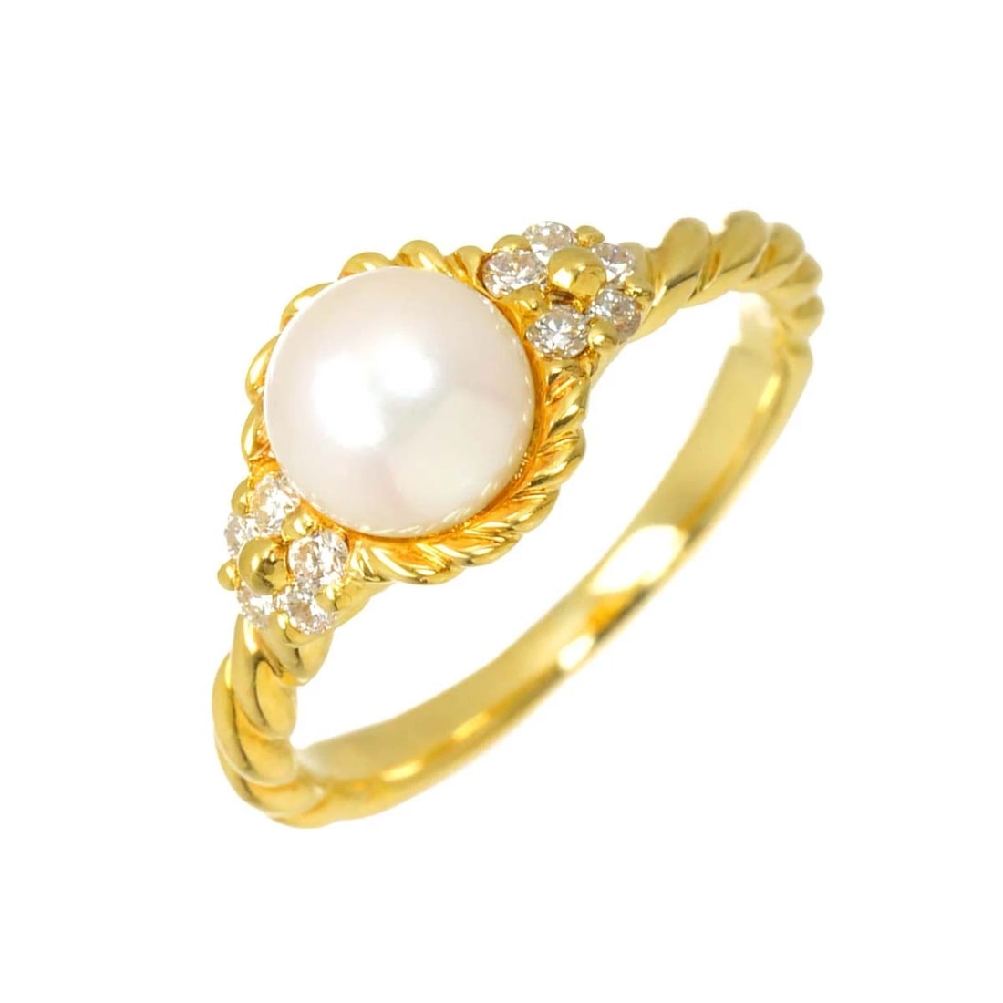 NINA RICCI AKOYA PEARL DIAMOND RING 18K: NINA RICCI Akoya Pearl Diamond Ring 18K Brand: NINA RICCI Type: Ring Material: 750 Yellow gold, Main Stone/Creation Natural Color: Yellow Gold Size: 4.75-5 (US) Accessories: None Accessories