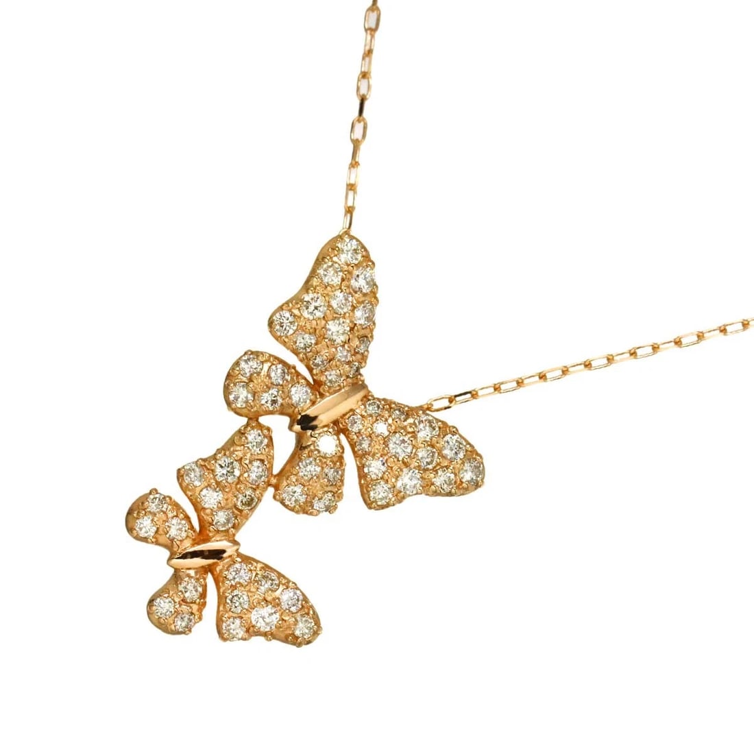 DIAMOND NECKLACE 18K K18 PG PINK GOLD: Diamond Necklace 18K K18 PG Pink Gold Brand: Unbranded Type: Necklace Material: 750 Pink Gold, Main Stone/Creation Natural Color: Gold Size: internal circumference of the chain:17.5inch Top