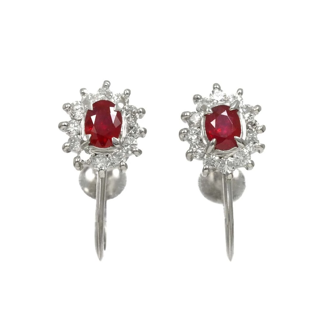 RUBY DIAMOND EARRINGS CLIP ON PLATINUM (1 of 5)