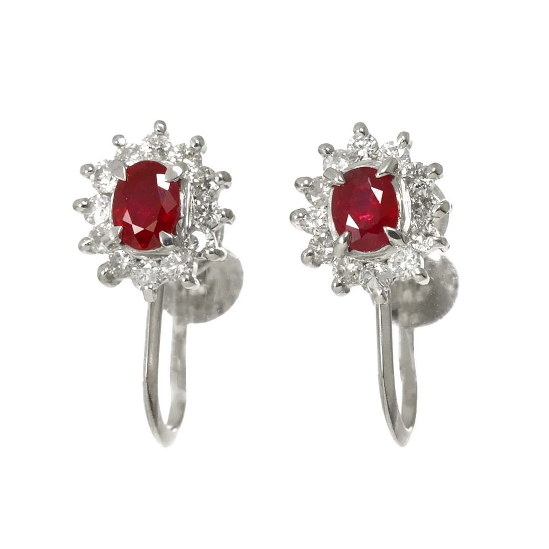 RUBY DIAMOND EARRINGS CLIP ON PLATINUM - 2