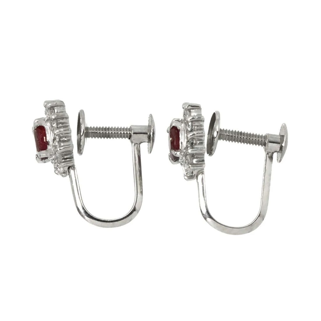 RUBY DIAMOND EARRINGS CLIP ON PLATINUM - 3