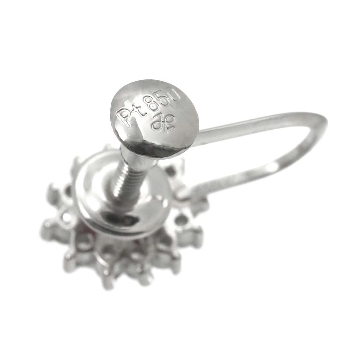 RUBY DIAMOND EARRINGS CLIP ON PLATINUM - 5