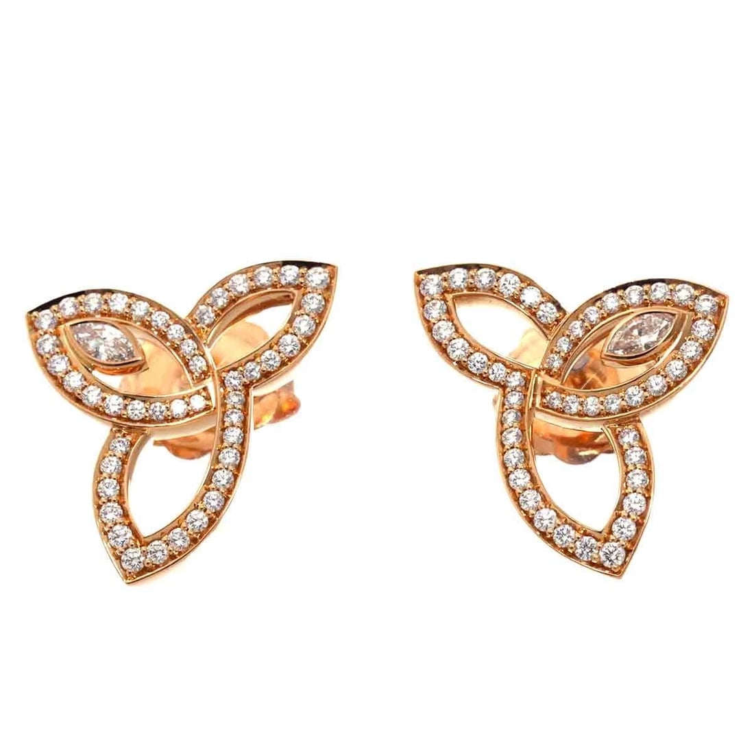 HARRY WINSTON LILY CLUSTER DIAMOND EARRINGS PIERCED: HARRY WINSTON Lily cluster Diamond Earrings Pierced Brand: HARRY WINSTON Type: Earrings Material: 750 Pink Gold, Main Stone/Creation Natural Color: Pink Gold Size: W 17.2 X H 17mm 