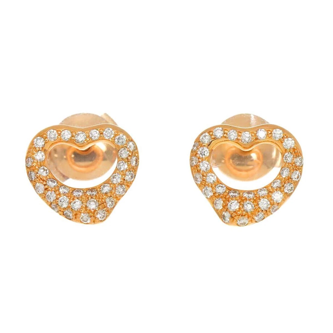 TIFFANY CO. OPEN HEART DIAMOND EARRINGS PIERCED: TIFFANY Co. Open Heart Diamond Earrings Pierced Brand: TIFFANY Co. Type: Earrings Material: 750 Pink Gold, Main Stone/Creation Natural Color: Pink Gold Size: W11.2 x H10.1mm Post (diameter)