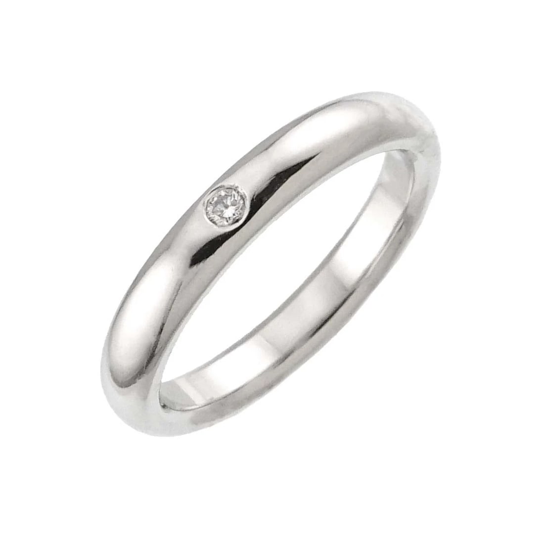 TIFFANY CO. STACKING BAND RING DIAMOND 1P PLATINUM: TIFFANY Co. Stacking Band Ring Diamond 1P Platinum Brand: TIFFANY Co. Type: Ring Material: Pt, Main Stone/Creation Natural Color: Platinum Size: 3.75-4 (US) Accessories: None Accessories N