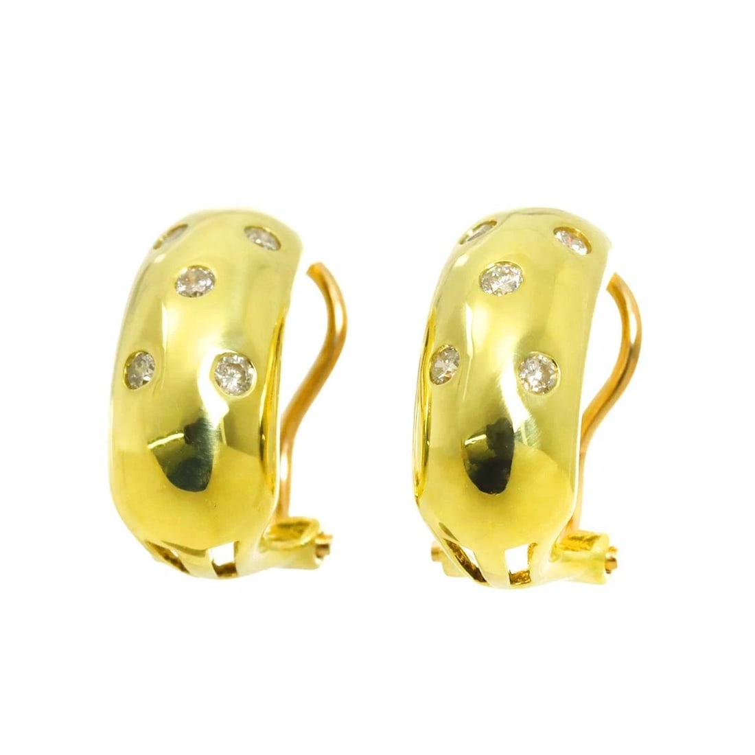 DIAMOND EARRINGS 18K K18 YG 750: Diamond Earrings 18K K18 YG 750 Brand: Unbranded Type: Earrings Material: 750 Yellow gold, Main Stone/Creation Natural Color: Yellow Gold Size: W 6.6 X H 15.8mm Accessories: None Accessori