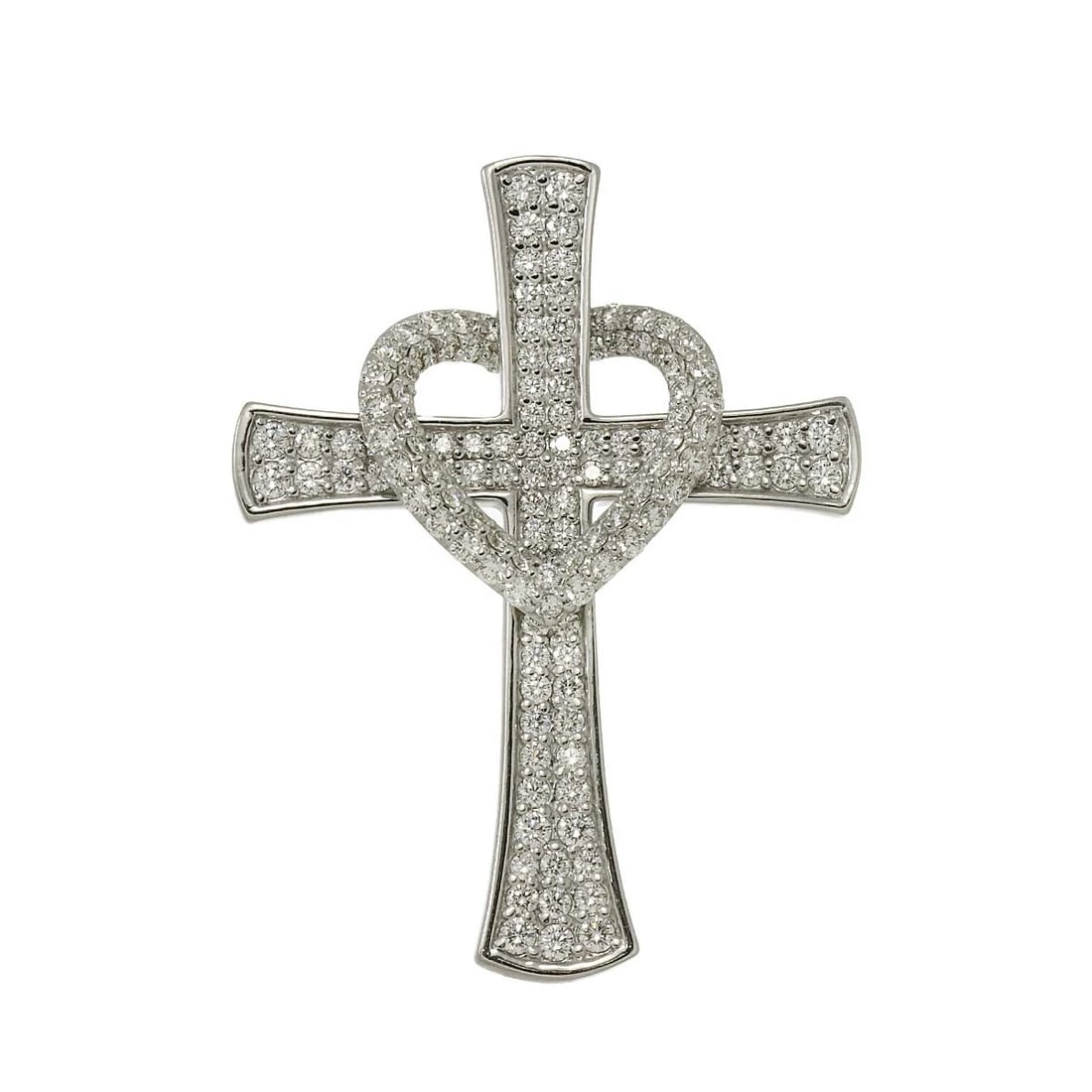 HENMI MARI DIAMOND CROSSHEART PENDANT 18K: Henmi Mari Diamond CrossHeart Pendant 18K Brand: Henmi Mari Type: Pendant Material: 750 White Gold, Main Stone/Creation Natural Color: White Gold Size: W25.6 x H34mm Thickness:4.4mm