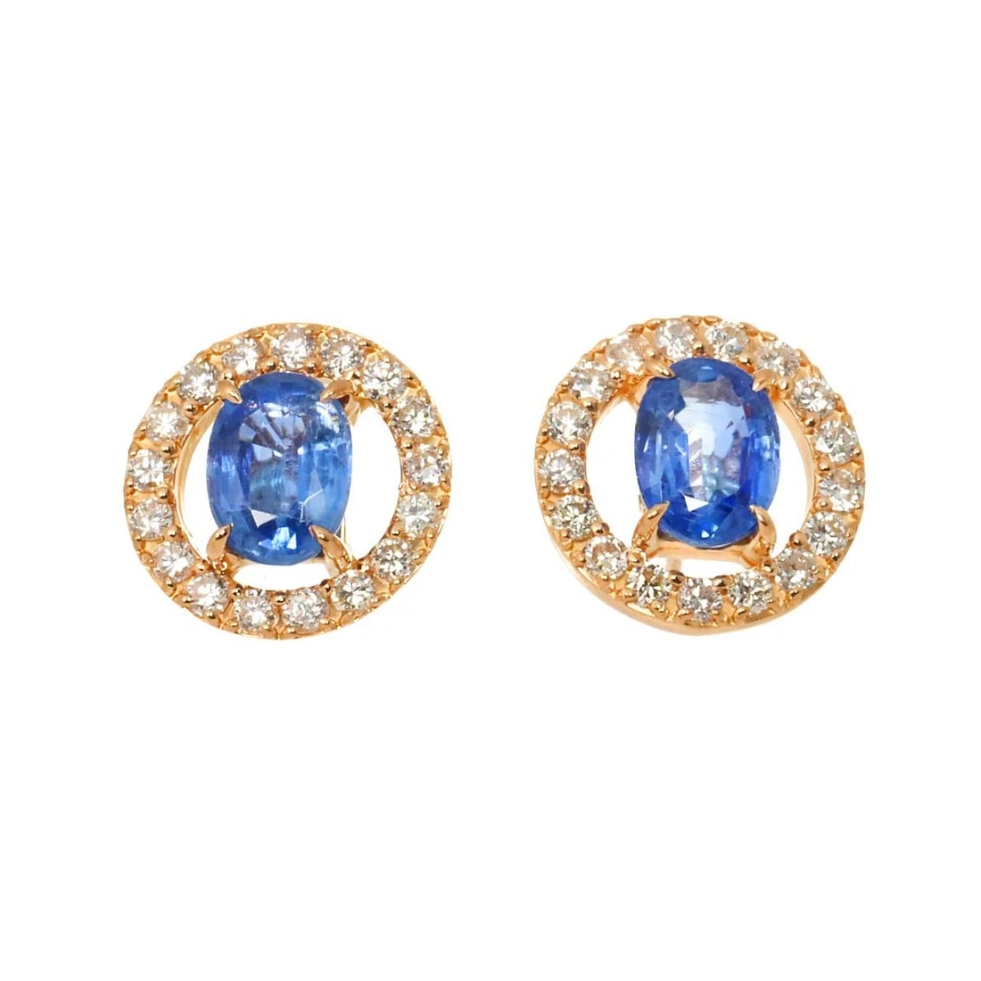 SAPPHIRE DIAMOND EARRINGS PIERCED 18K PG 750 (1 of 4)