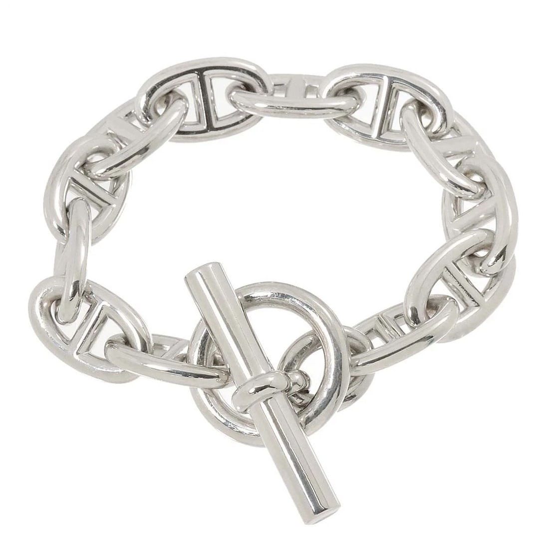HERMES CHAINE DANCRE TGM BRACELET SILVER 925: HERMES Chaine dancre TGM Bracelet Silver 925 Brand: HERMES Type: Bracelet Material: Silver 925, Color: Silver Size: Full length:apporox.9.1inch Inner circumference 7.1inch Width:(max.) 14 mm Acce