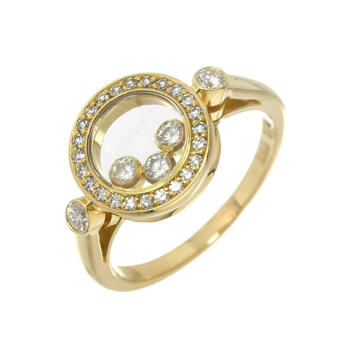 CHOPARD HAPPY DIAMOND RING 18K YG 750: Chopard Happy Diamond Ring 18K YG 750 Brand: Chopard Type: Ring Material: 750 Yellow gold, Main Stone/Creation Natural Color: Yellow Gold Size: 6-6.25 (US) Accessories: None Accessories