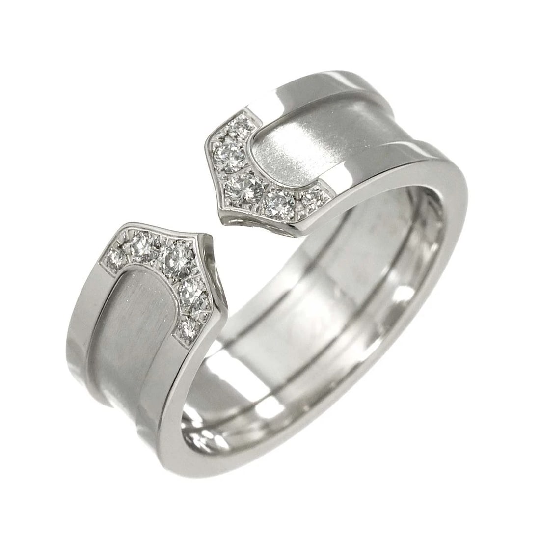 CARTIER C2 DIAMOND SM RING 18K WG: Cartier C2 Diamond SM Ring 18K WG Brand: Cartier Type: Ring Material: 750 White Gold, Main Stone/Creation Natural Color: White Gold Size: 4.75-5 (US) Accessories: None Accessories Notice: