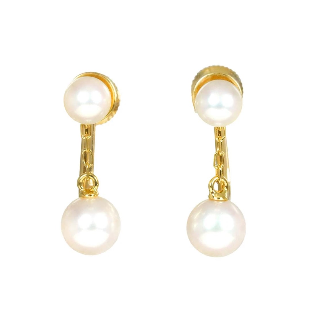 MIKIMOTO AKOYA PEARL EARRINGS 18K YELLOW GOLD: MIKIMOTO Akoya Pearl Earrings 18K Yellow Gold Brand: MIKIMOTO Type: Earrings Material: 750 Yellow gold, Main Stone/Creation Akoya Pearl Color: Yellow Gold Size: W5.7 x H18mm Accessories: None
