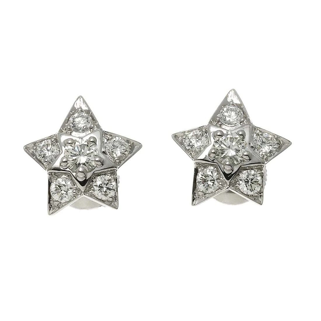 CHANEL COMETE DIAMOND EARRINGS PIERCED: CHANEL COMETE Diamond Earrings Pierced Brand: CHANEL Type: Earrings Material: 750 White Gold, Main Stone/Creation Natural Color: White Gold Size: W 12 X H 12.5mm Post (diameter) 1mm Accessories: