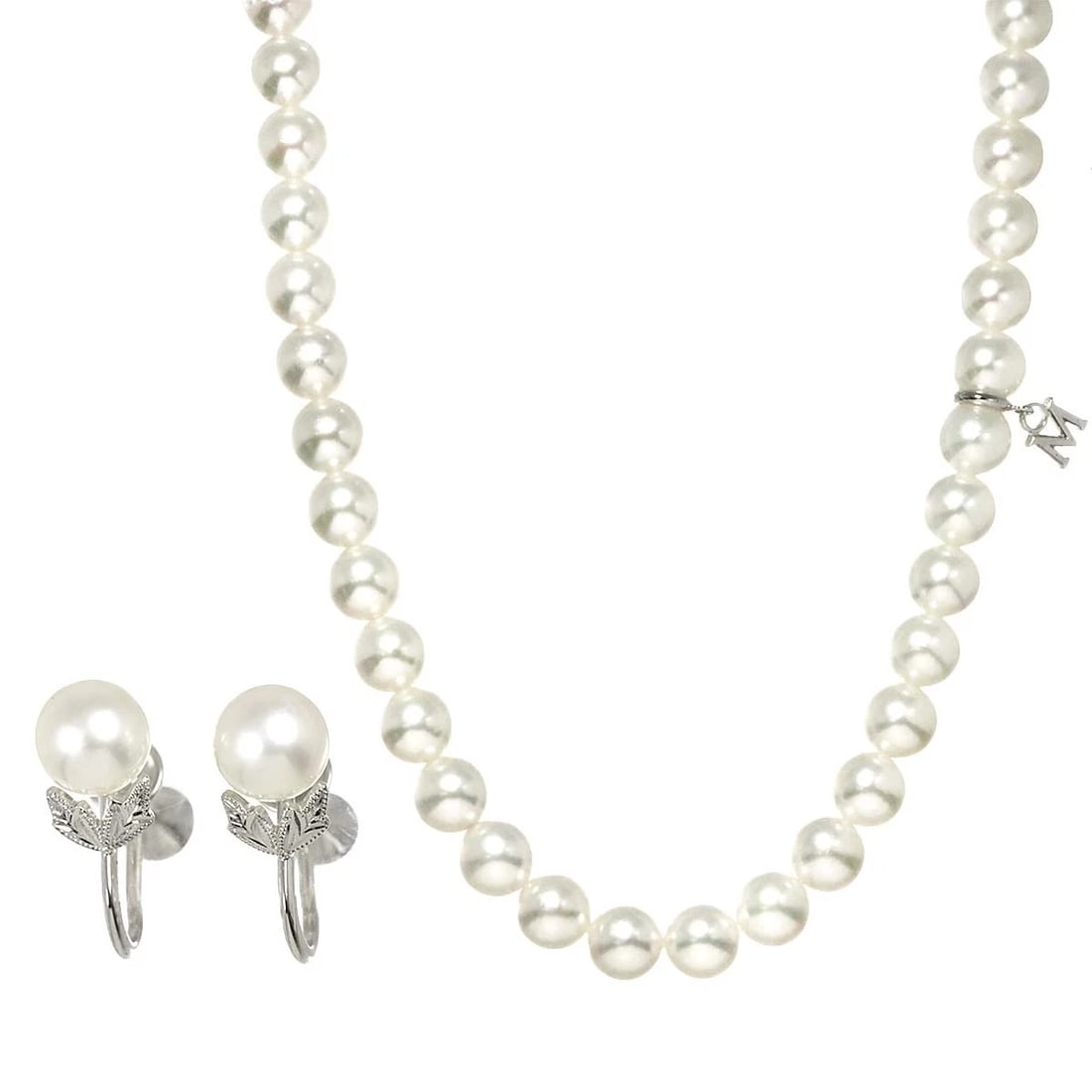 MIKIMOTO AKOYA PEARL SV NECKLACE EARRINGS (1 of 7)