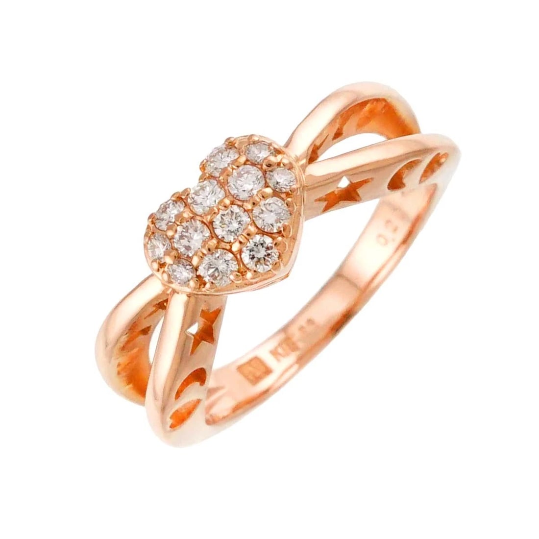 PONTE VECCHIO HEART DIAMOND RING 18K PG: Ponte Vecchio Heart Diamond Ring 18K PG Brand: Ponte Vecchio Type: Ring Material: 750 Pink Gold, Main Stone/Creation Natural Color: Pink Gold Size: 5.25 (US) Accessories: None Accessories