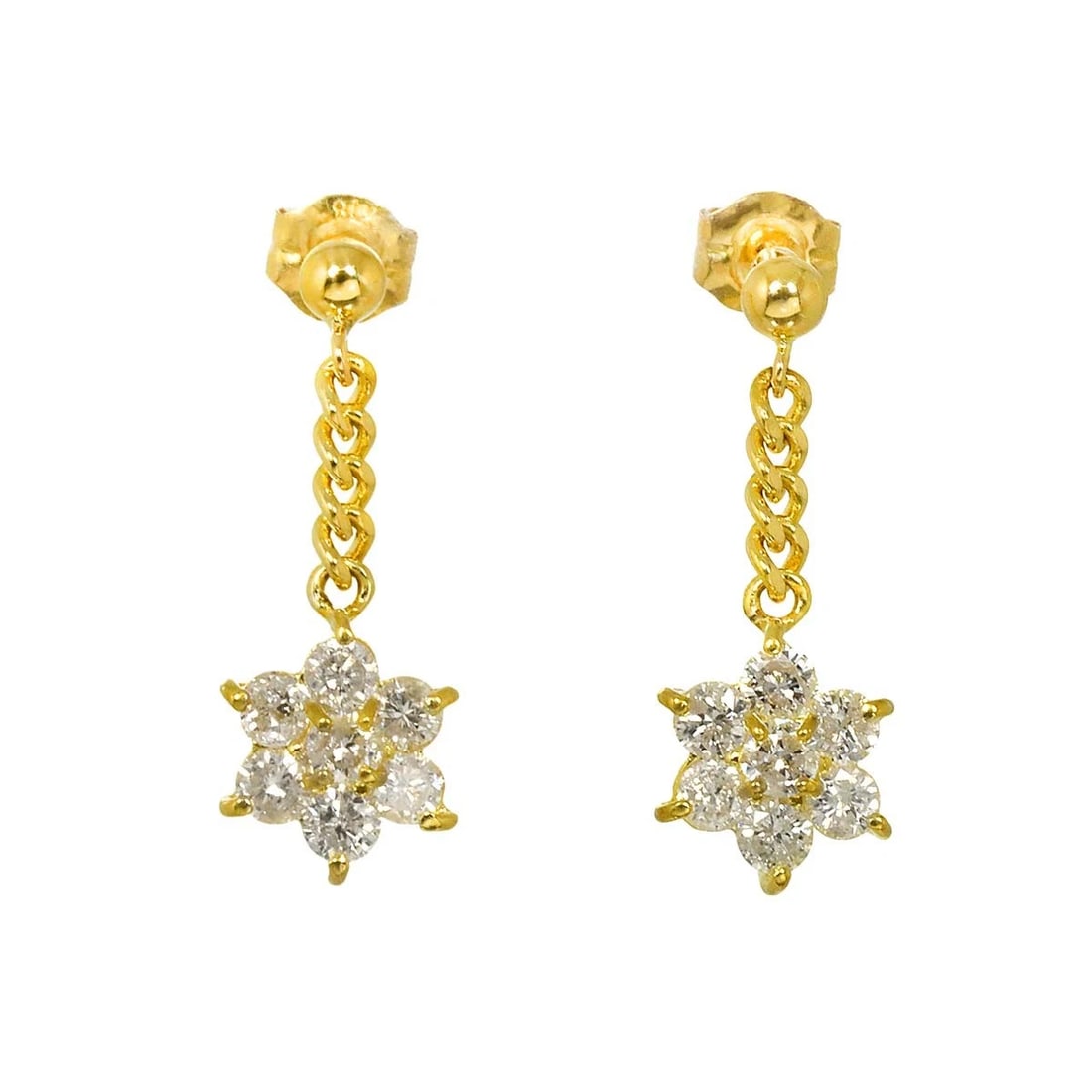DIAMOND EARRINGS PIERCED 18K YG: Diamond Earrings Pierced 18K YG Brand: Unbranded Type: Earrings Material: 750 Yellow Gold, Main Stone/Creation Natural Color: Yellow Gold Size: W 6.8 X H 18.5mm Accessories: None Accessori