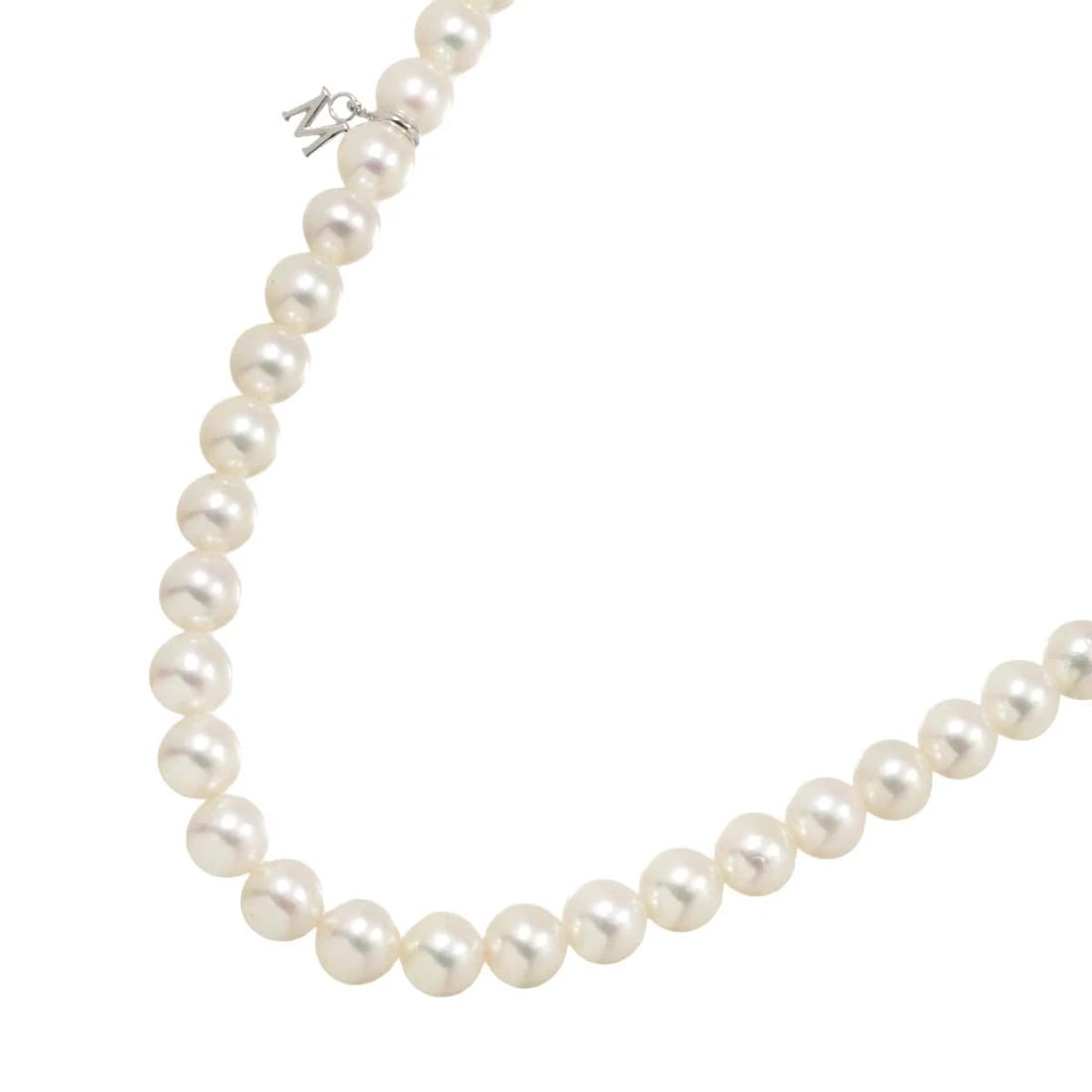 MIKIMOTO AKOYA PEARL NECKLACE 18K: MIKIMOTO Akoya Pearl Necklace 18K Brand: MIKIMOTO Type: Necklace Material: 750 White Gold, Main Stone/Creation Akoya Pearl Color: White Gold Size: internal circumference of the chain:16.5inch