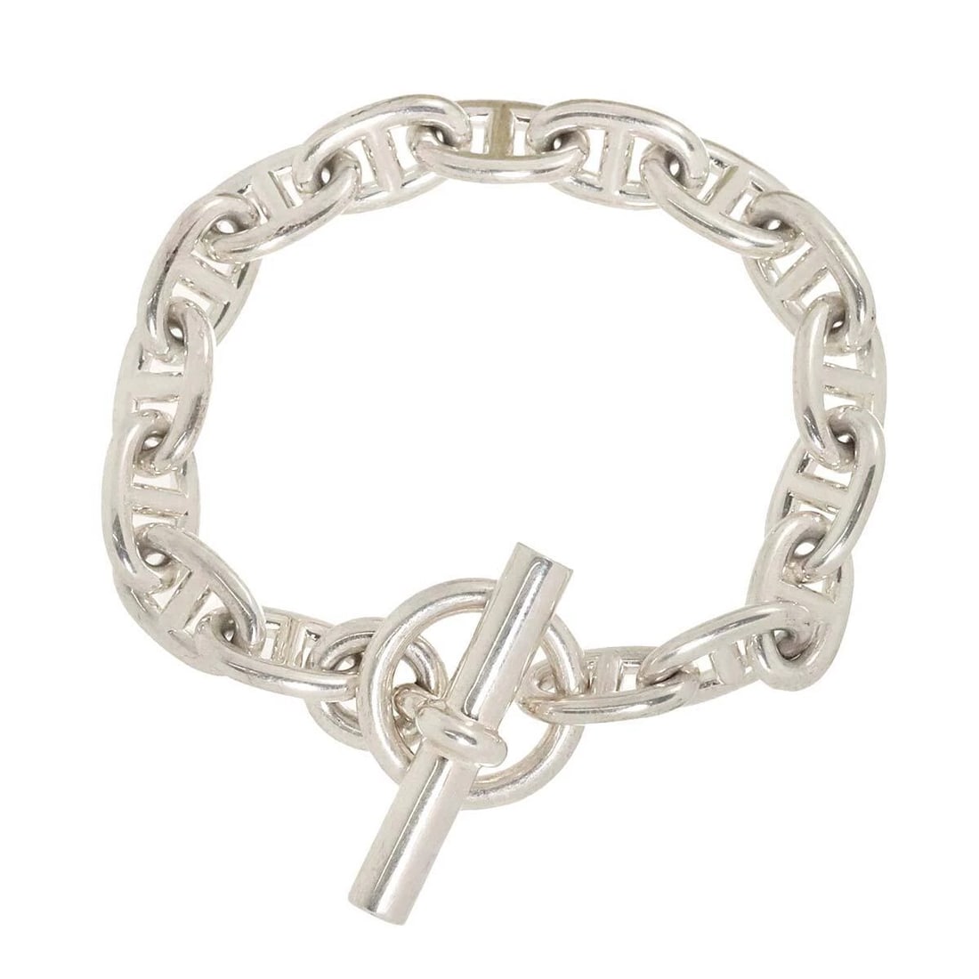 HERMES CHAINE DANCRE MM BRACELET SILVER 925: HERMES Chaine dancre MM Bracelet Silver 925 Brand: HERMES Type: Bracelet Material: Silver 925, Color: Silver Size: Full length:apporox.8.3inch Length:apporox. 6.7inch Width:(max.) 10 mm 