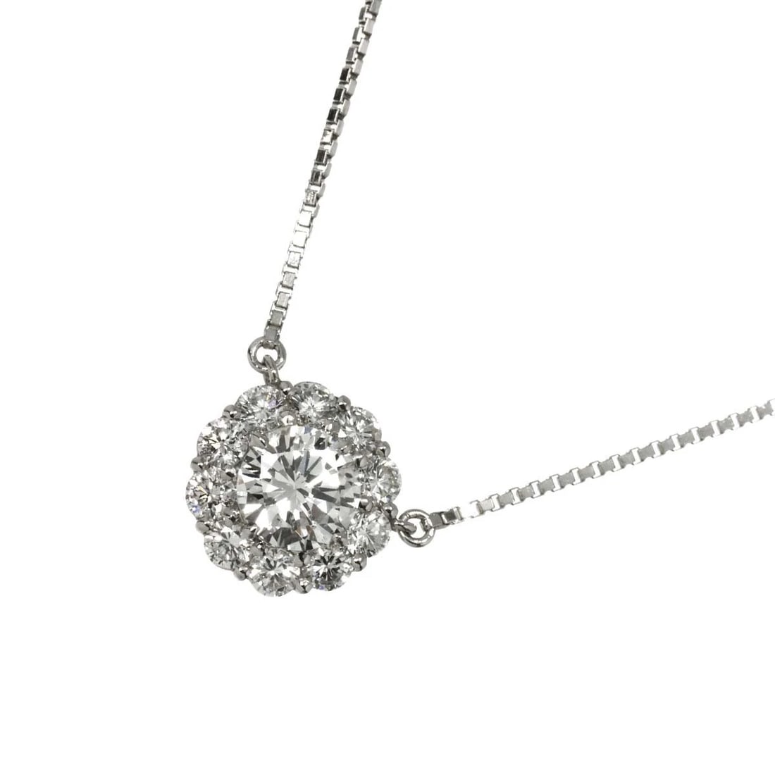 DIAMOND NECKLACE PT PLATINUM: Diamond Necklace Pt Platinum Brand: Unbranded Type: Necklace Material: Pt, Main Stone/Creation Natural Color: Platinum Size: W 12.9 X H 13.4mm Accessories: None Accessories Notice: When