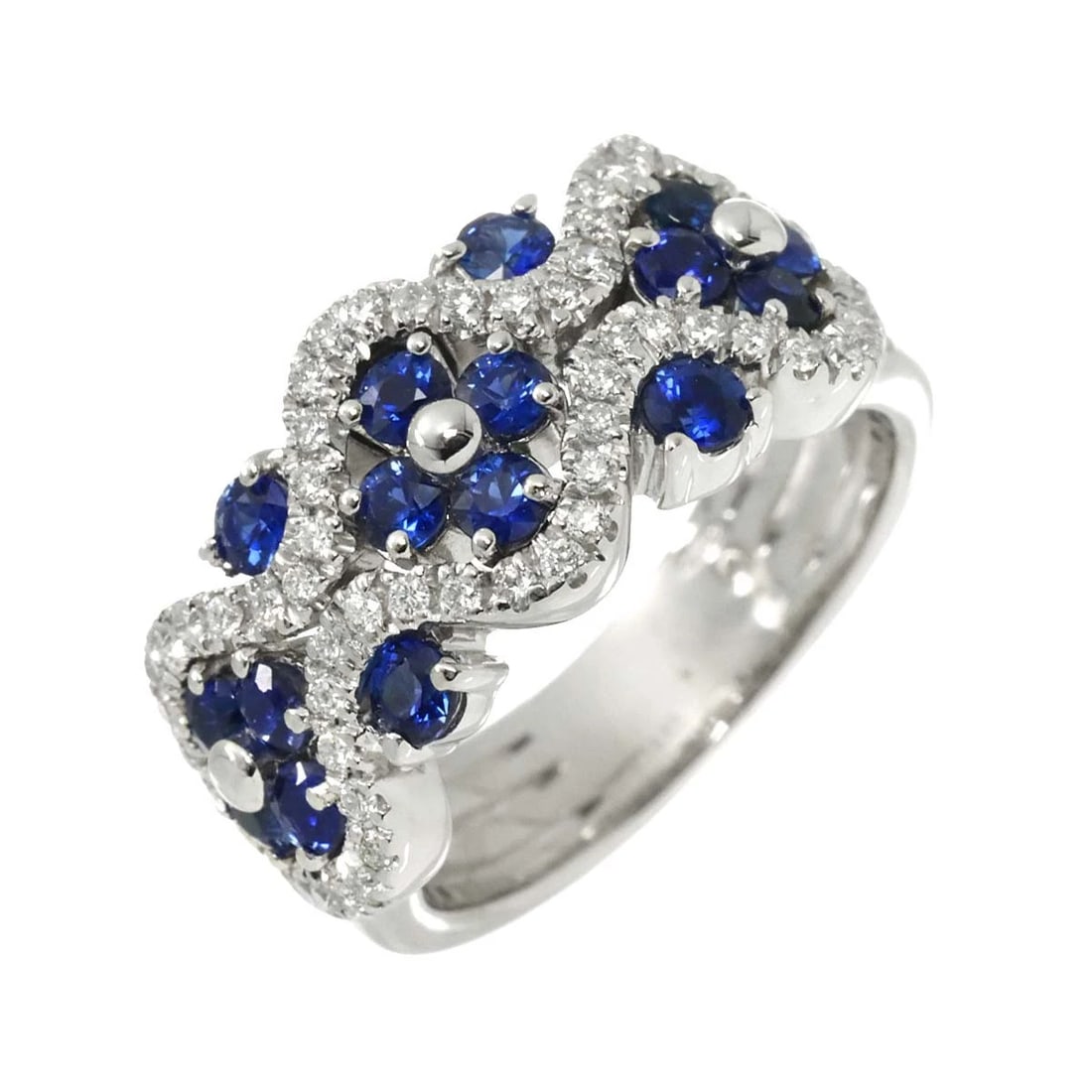 DAMIANI SAPPHIRE DIAMOND RING 18K WG: DAMIANI Sapphire Diamond Ring 18K WG Brand: DAMIANI Type: Ring Material: 750 White Gold, Main Stone/Creation Sapphire Color: White Gold Size: 5.75-6 (US) Accessories: None Accessories Notice: