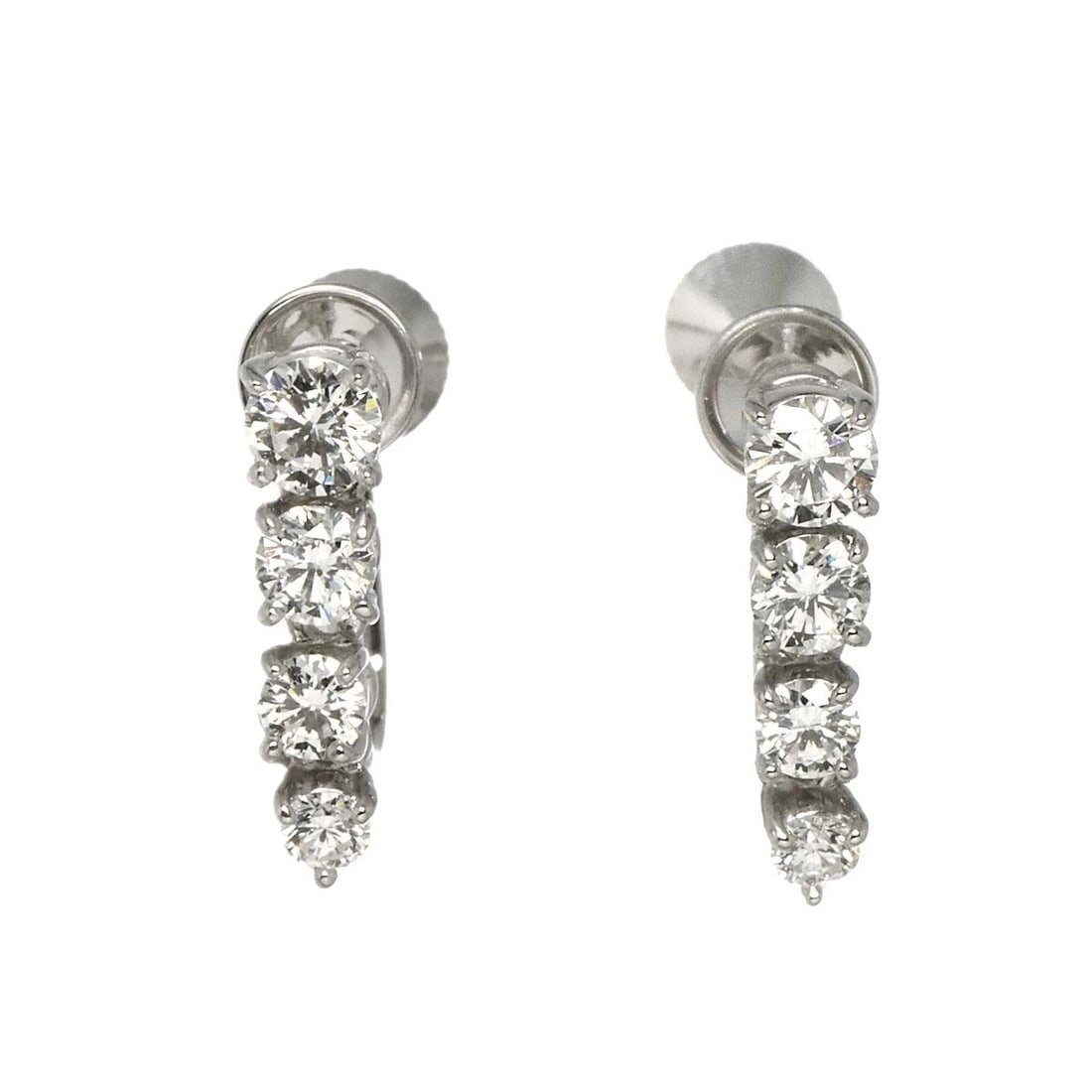 MIKIMOTO DIAMOND EARRINGS 18K WHITE GOLD: MIKIMOTO Diamond Earrings 18K White Gold Brand: MIKIMOTO Type: Earrings Material: 750 White Gold, Main Stone/Creation Natural Color: White Gold Size: W 3.7X H14mm Accessories: None