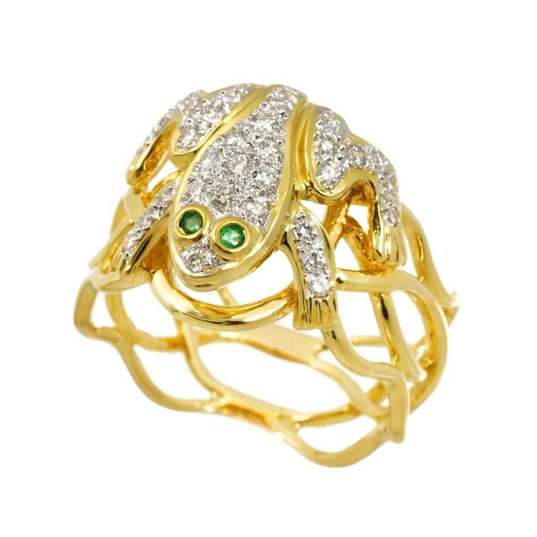DIAMOND EMERALD RING 18K YG - 3