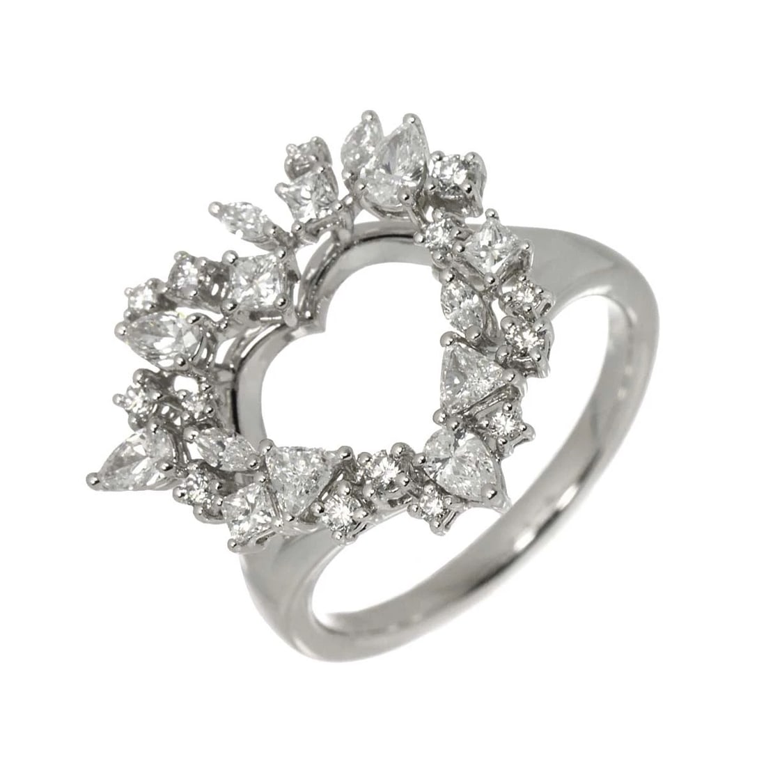 TASAKI HEARTS AFIRE DIAMOND RING 18K: TASAKI Hearts afire Diamond Ring 18K Brand: TASAKI Type: Ring Material: 750 White Gold, Main Stone/Creation Natural Color: White Gold Size: 6.25-6.5 (US) Accessories: None Accessories Notice: