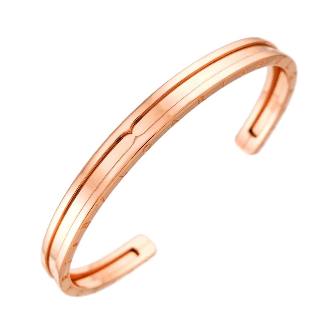 BVLGARI B-ZERO1 OPEN BRACELET 18K: BVLGARI B-ZERO1 Open Bracelet 18K Brand: BVLGARI Type: Bracelet Material: 750 Pink Gold, Color: Gold Size: internal circumference 6.1inch Width:(max.) 6mm Accessories: None Accessories