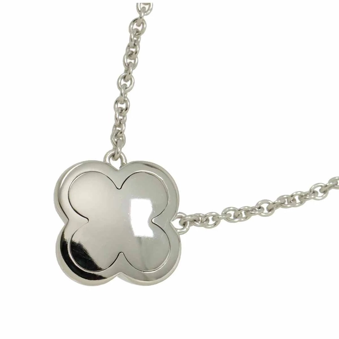 VAN CLEEF ARPELS PURE ALHAMBRA NECKLACE: Van Cleef Arpels Pure Alhambra Necklace Brand: Van Cleef Arpels Type: Necklace Material: 750 White Gold, Color: White Gold Size: internal circumference of the chain: 16.5inch to 14.8inch Top Charm