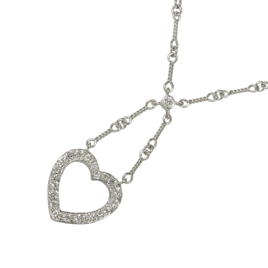 TIFFANY CO. SENTIMENTAL HEART DIAMOND NECKLACE: TIFFANY Co. Sentimental Heart Diamond Necklace Brand: TIFFANY Co. Type: Necklace Material: Pt, Main Stone/Creation Natural Color: Platinum Size: internal circumference of the chain:15.7inch