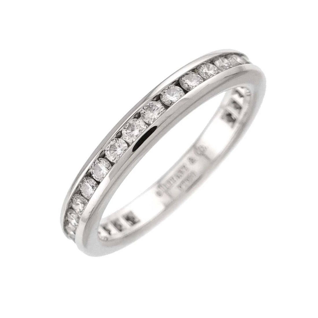 TIFFANY CO. FULL ETANITY BAND RING DIAMOND PLATINUM: TIFFANY Co. Full Etanity band Ring Diamond Platinum Brand: TIFFANY Co. Type: Ring Material: Pt, Main Stone/Creation Natural Color: Platinum Size: 3.75-4 (US) Accessories: None Accessories