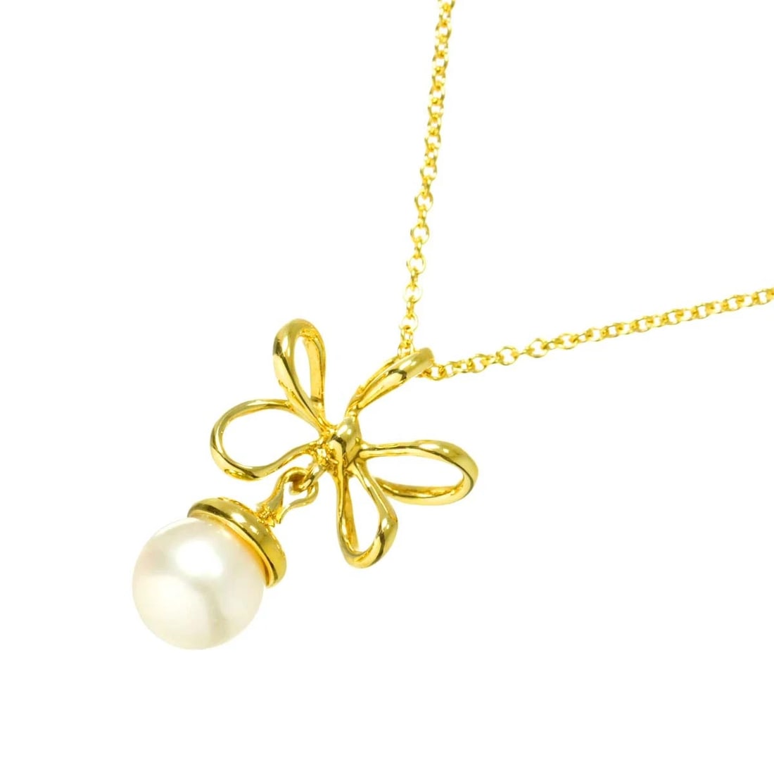 TIFFANY CO. AKOYA PEARL NECKLACE: TIFFANY Co. Akoya pearl Necklace Brand: TIFFANY Co. Type: Necklace Material: 750 Yellow gold, Main Stone/Creation Akoya Pearl Color: Yellow Gold Size: nternal circumference of the
