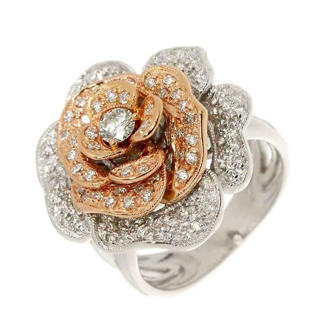 DIAMOND RING 18K K18 WG PG WHITE PINK GOLD: Diamond Ring 18K K18 WG PG White Pink Gold Brand: Unbranded Type: Ring Material: 750 White Pink Gold, Main Stone/Creation Natural Color: White Gold Size: 5.5-5.75 (US) Accessories: None